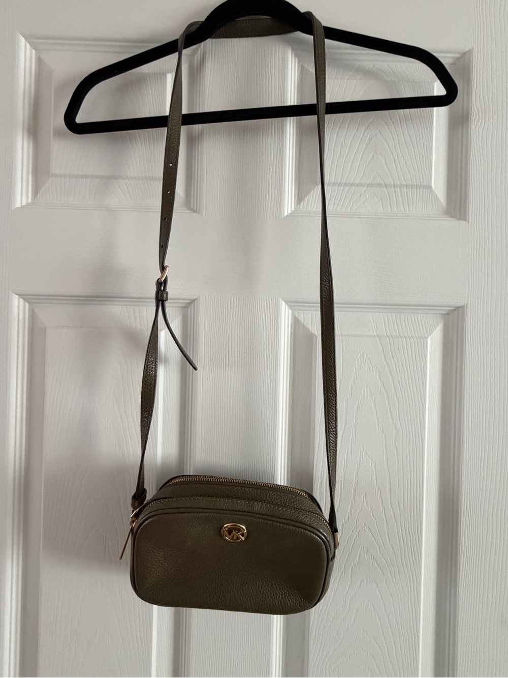 MICHAEL Michael Kors Olive Green Pebbled Leather Mini Crossbody